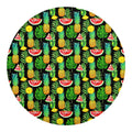 Black Tropical Pineapple Pattern Print Round Blanket