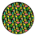 Black Tropical Pineapple Pattern Print Round Floor Mat