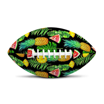 Black Tropical Pineapple Pattern Print Rugby Ball