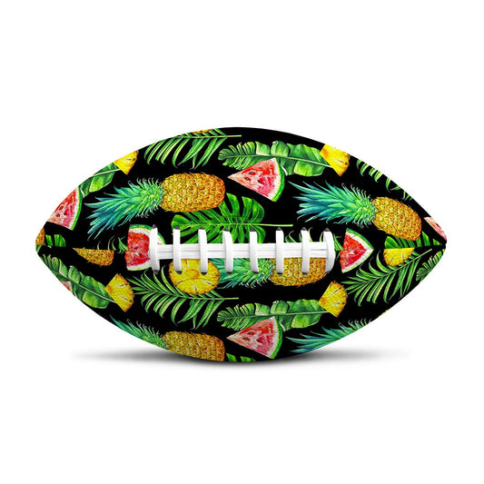 Black Tropical Pineapple Pattern Print Rugby Ball