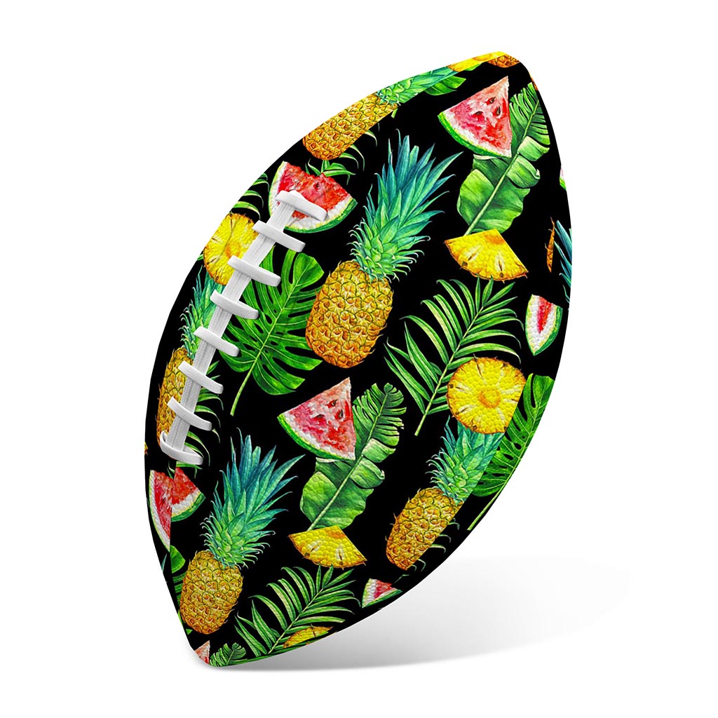 Black Tropical Pineapple Pattern Print Rugby Ball