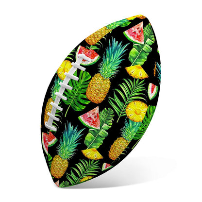 Black Tropical Pineapple Pattern Print Rugby Ball