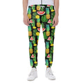Black Tropical Pineapple Pattern Print Joggers