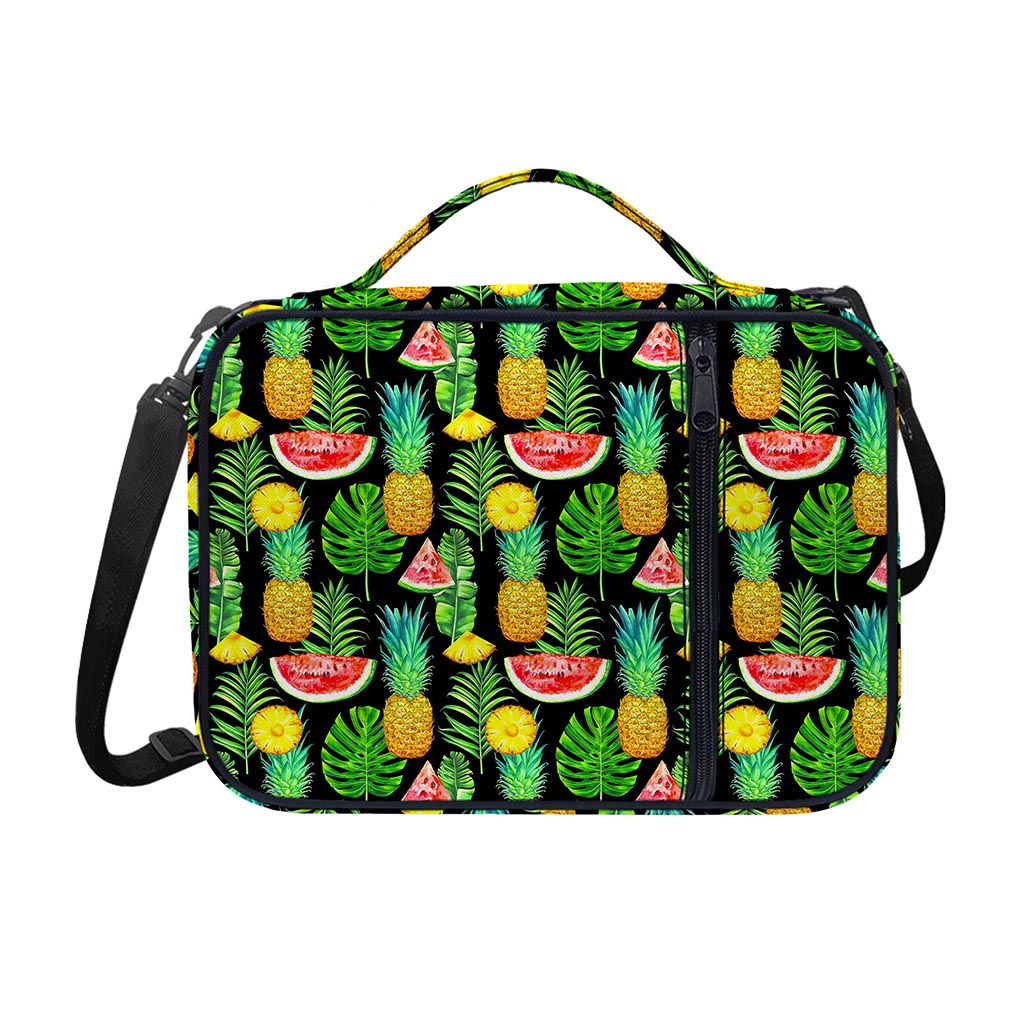 Black Tropical Pineapple Pattern Print Shoulder Strap Bible Bag