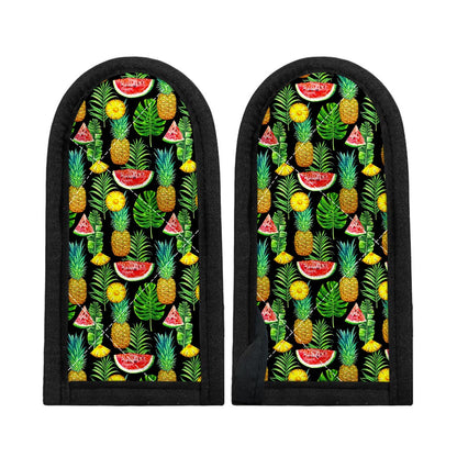 Black Tropical Pineapple Pattern Print Skillet Handle Cover