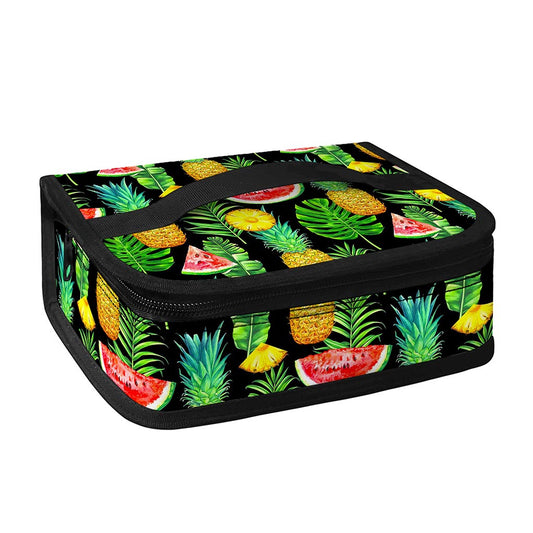 Black Tropical Pineapple Pattern Print Small Lunch Bag