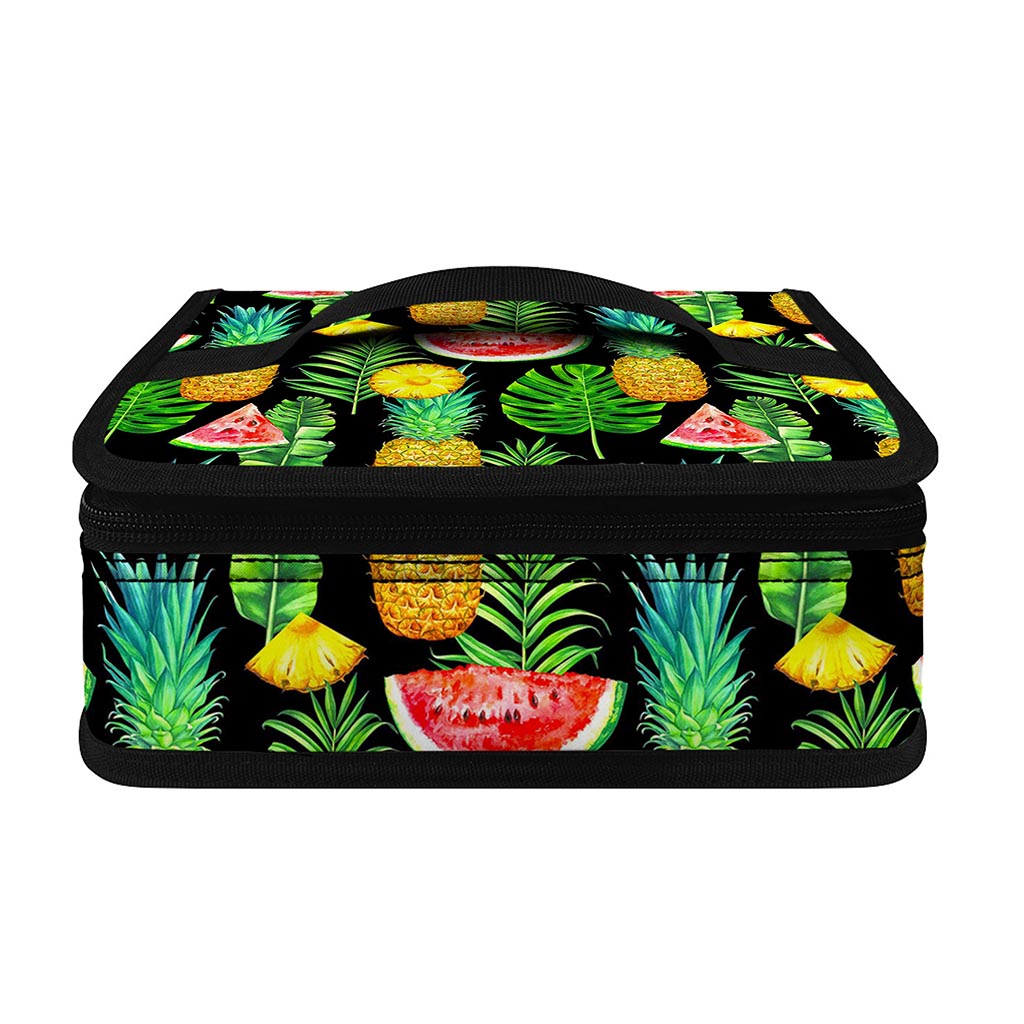 Black Tropical Pineapple Pattern Print Small Lunch Bag