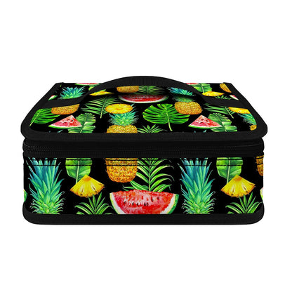 Black Tropical Pineapple Pattern Print Small Lunch Bag