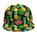 Black Tropical Pineapple Pattern Print Snapback Cap
