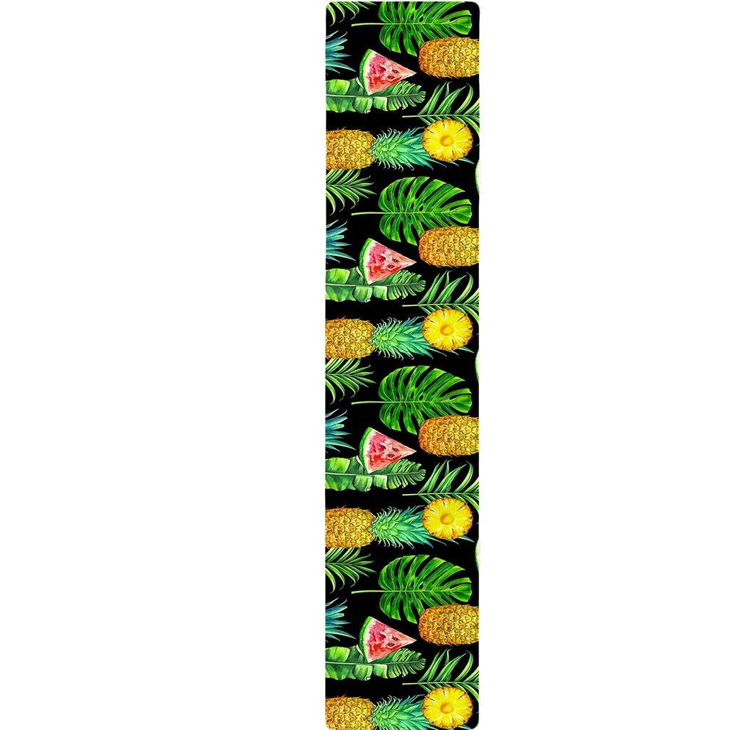 Black Tropical Pineapple Pattern Print Table Runner