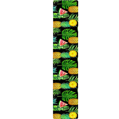 Black Tropical Pineapple Pattern Print Table Runner