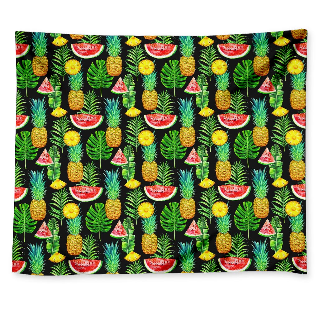 Black Tropical Pineapple Pattern Print Tapestry
