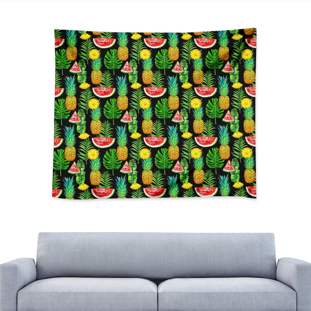 Black Tropical Pineapple Pattern Print Tapestry