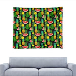 Black Tropical Pineapple Pattern Print Tapestry