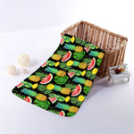 Black Tropical Pineapple Pattern Print Towel
