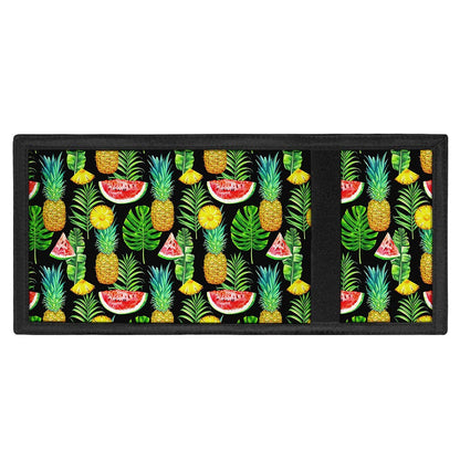Black Tropical Pineapple Pattern Print Trifold Wallet