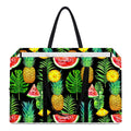 Black Tropical Pineapple Pattern Print Utility Tote Bag