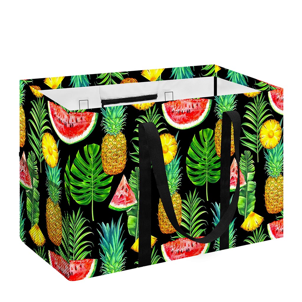 Black Tropical Pineapple Pattern Print Utility Tote Bag
