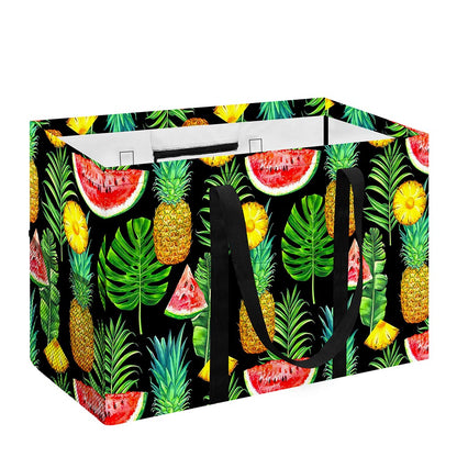 Black Tropical Pineapple Pattern Print Utility Tote Bag