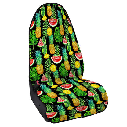 Black Tropical Pineapple Pattern Print Waterproof Car Seat Cover