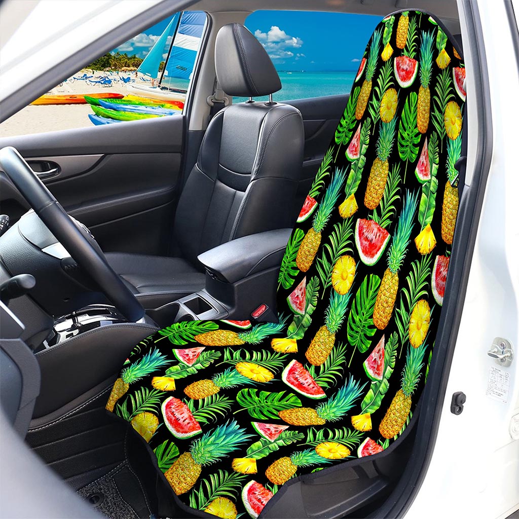 Black Tropical Pineapple Pattern Print Waterproof Car Seat Cover