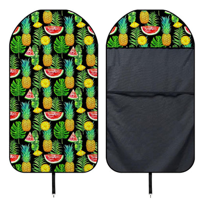 Black Tropical Pineapple Pattern Print Waterproof Car Seat Cover