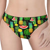 Black Tropical Pineapple Pattern Print Women's Thong