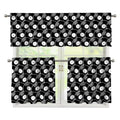 Black Vinyl Record Pattern Print 3 Piece Kitchen Curtains