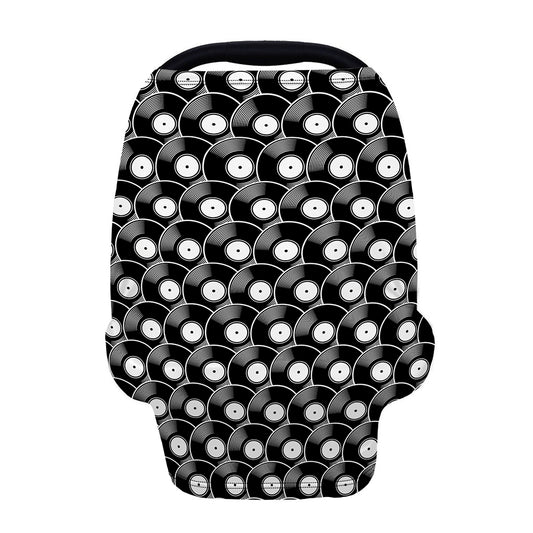 Black Vinyl Record Pattern Print Baby Seat Cover