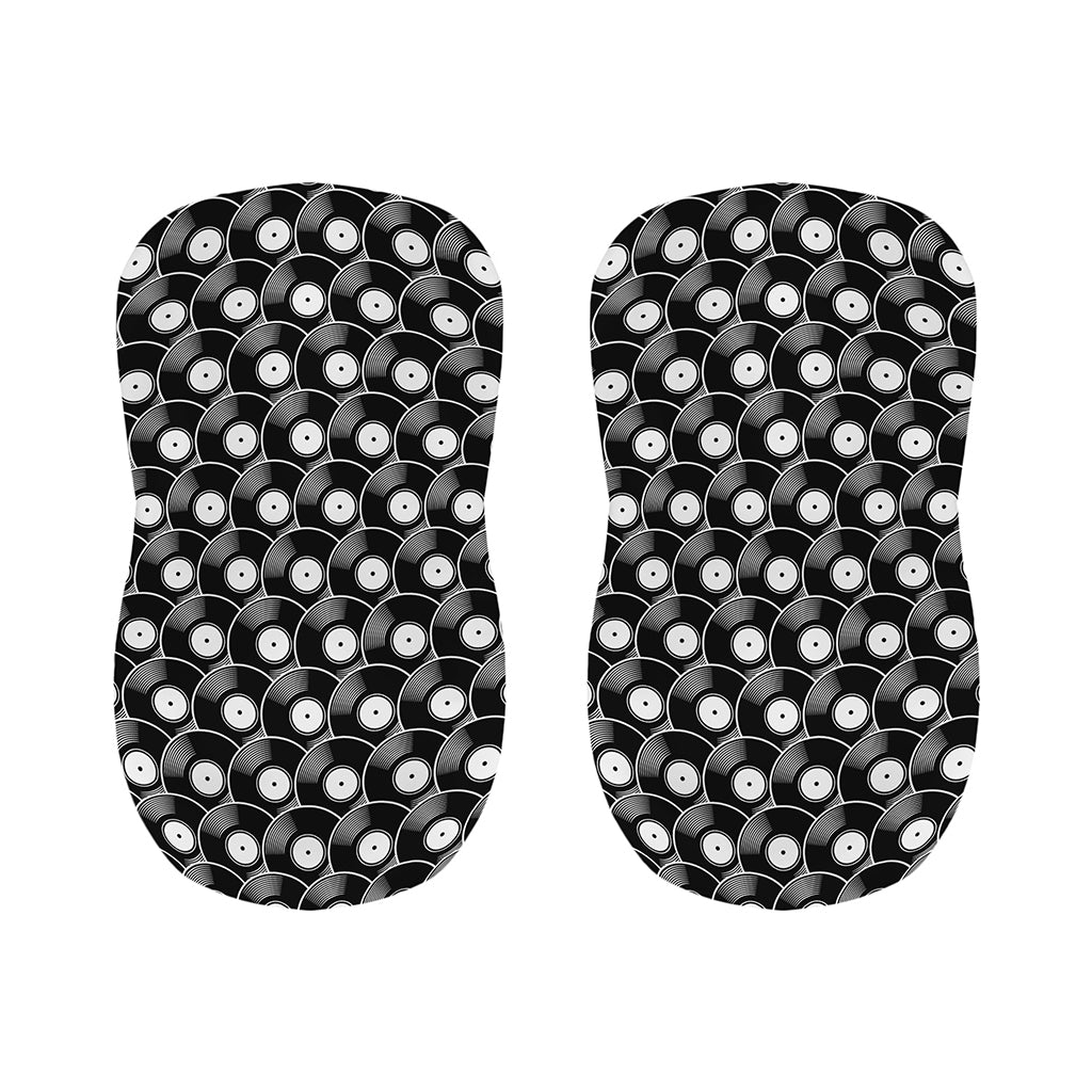 Black Vinyl Record Pattern Print Bar Stool Covers