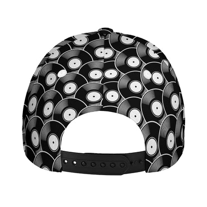 Black Vinyl Record Pattern Print Baseball Cap