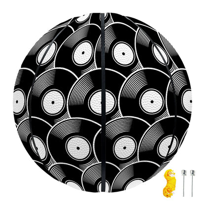 Black Vinyl Record Pattern Print Basketball
