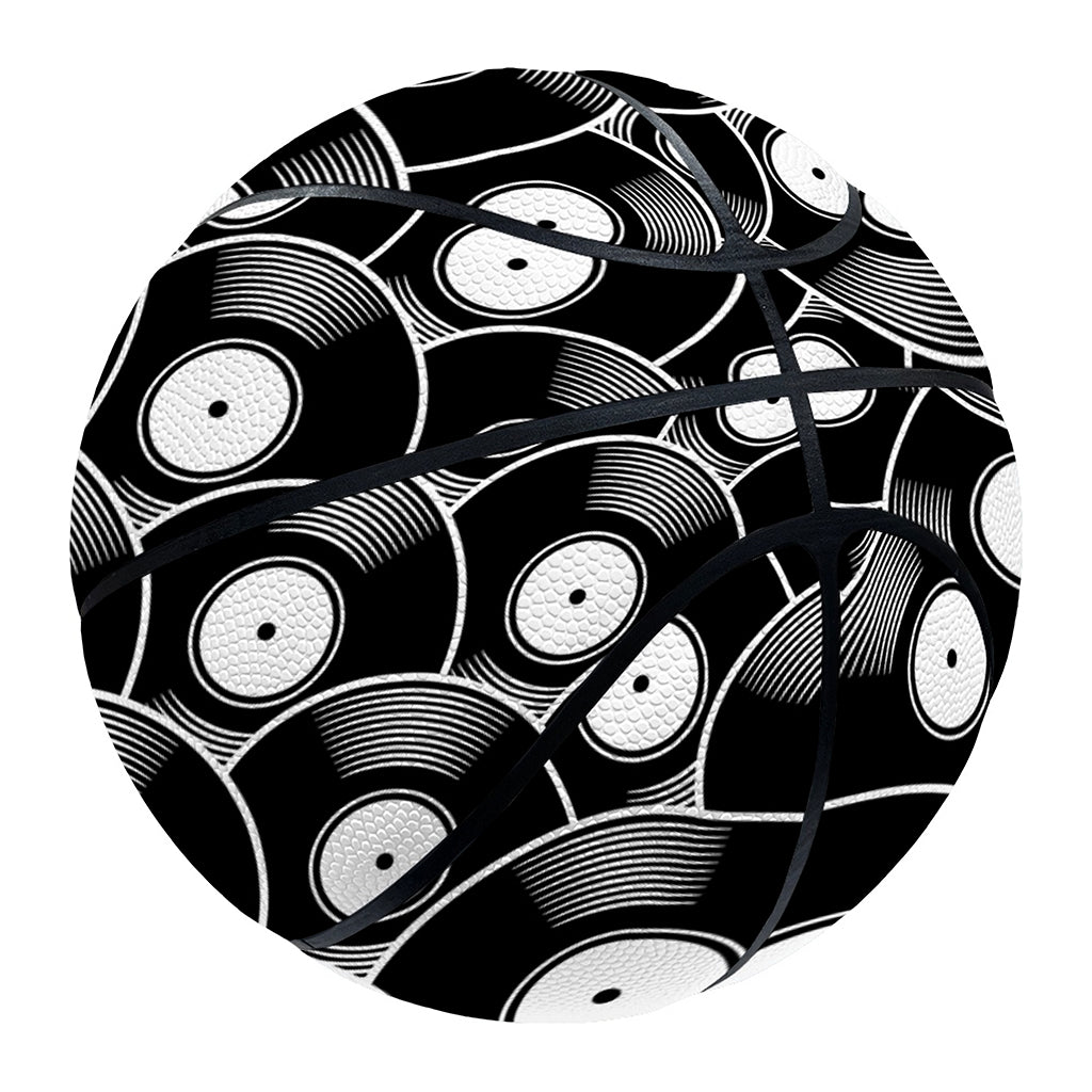 Black Vinyl Record Pattern Print Basketball