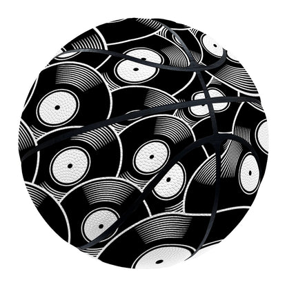 Black Vinyl Record Pattern Print Basketball