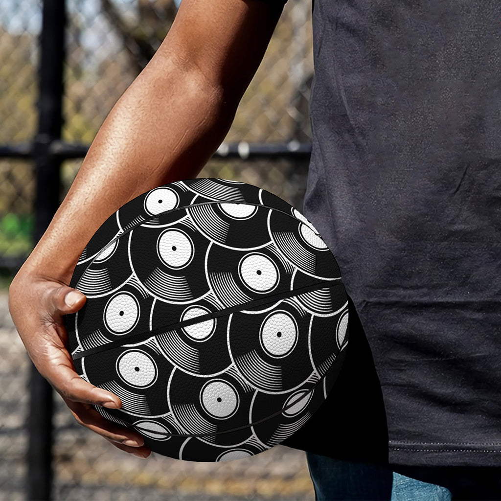 Black Vinyl Record Pattern Print Basketball