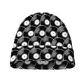 Black Vinyl Record Pattern Print Beanie