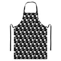 Black Vinyl Record Pattern Print Bib Apron With Pocket