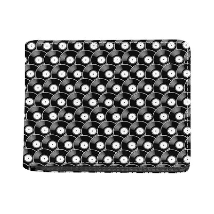 Black Vinyl Record Pattern Print Bifold Wallet