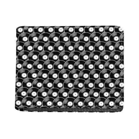 Black Vinyl Record Pattern Print Bifold Wallet