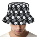 Black Vinyl Record Pattern Print Bucket Hat