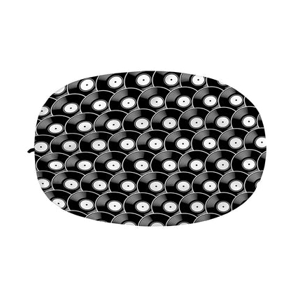 Black Vinyl Record Pattern Print Car Side Mirror Covers