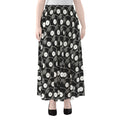 Black Vinyl Record Pattern Print Chiffon Maxi Skirt