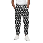 Black Vinyl Record Pattern Print Cotton Pants