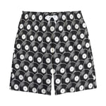 Black Vinyl Record Pattern Print Cotton Shorts