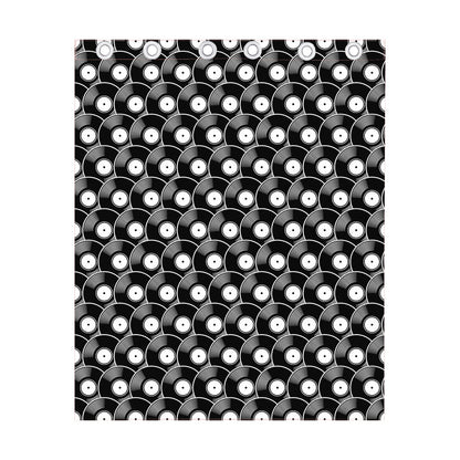 Black Vinyl Record Pattern Print Curtain