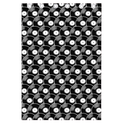 Black Vinyl Record Pattern Print Curtain