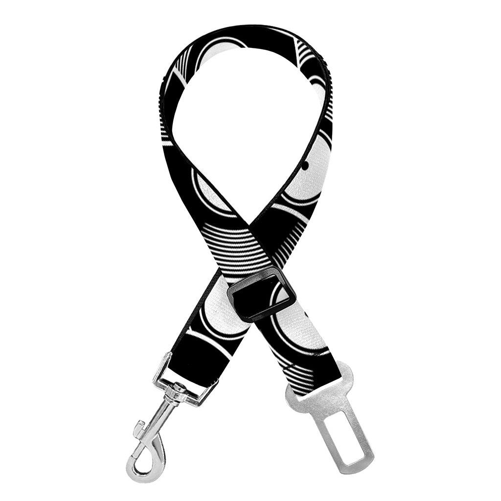 Black Vinyl Record Pattern Print Dog Seat Belt