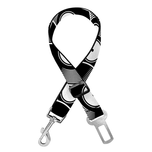 Black Vinyl Record Pattern Print Dog Seat Belt