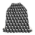 Black Vinyl Record Pattern Print Drawstring Bag