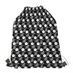 Black Vinyl Record Pattern Print Drawstring Bag